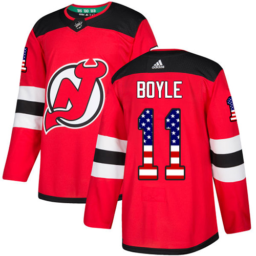 Adidas Devils #11 Brian Boyle Red Home Authentic USA Flag Stitched Youth NHL Jersey - Click Image to Close